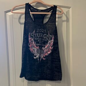 Next Level Apparel Black and Pink Graphic Tank Top